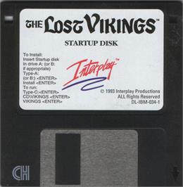 Artwork on the Disc for Lost Vikings, The on the Microsoft DOS.