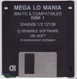 Artwork on the Disc for Mega lo Mania on the Microsoft DOS.