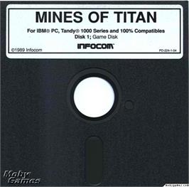Artwork on the Disc for Mines of Titan on the Microsoft DOS.