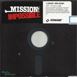 Artwork on the Disc for Mission Impossible on the Microsoft DOS.