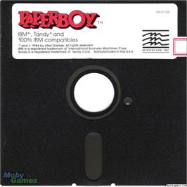 Artwork on the Disc for Paperboy on the Microsoft DOS.