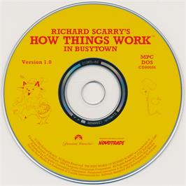 Artwork on the Disc for Richard Scarry's How Things Work In Busytown on the Microsoft DOS.