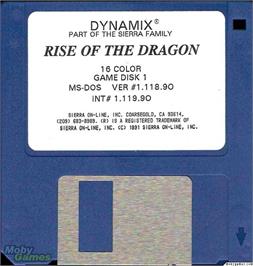 Artwork on the Disc for Rise Of The Dragon on the Microsoft DOS.