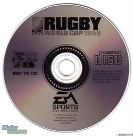 Artwork on the Disc for Rugby World Cup 1995 on the Microsoft DOS.