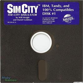 Artwork on the Disc for Sim City on the Microsoft DOS.