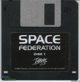 Artwork on the Disc for Space Federation on the Microsoft DOS.