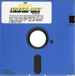 Artwork on the Disc for Super Hang-On on the Microsoft DOS.