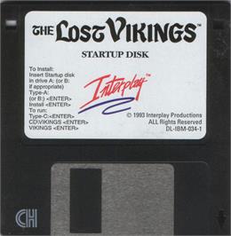 Artwork on the Disc for The Lost Vikings on the Microsoft DOS.