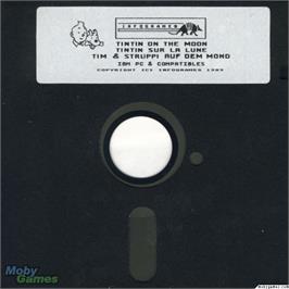 Artwork on the Disc for Tintin on the Moon on the Microsoft DOS.