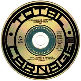 Artwork on the Disc for Total Carnage on the Microsoft DOS.