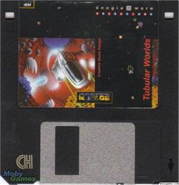 Artwork on the Disc for Tubular Worlds on the Microsoft DOS.