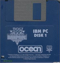 Artwork on the Disc for WWF European Rampage Tour on the Microsoft DOS.