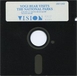 Artwork on the Disc for Yogi Bear Visits The National Parks on the Microsoft DOS.