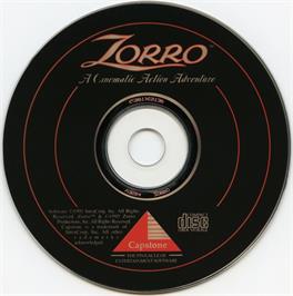 Artwork on the Disc for Zorro on the Microsoft DOS.