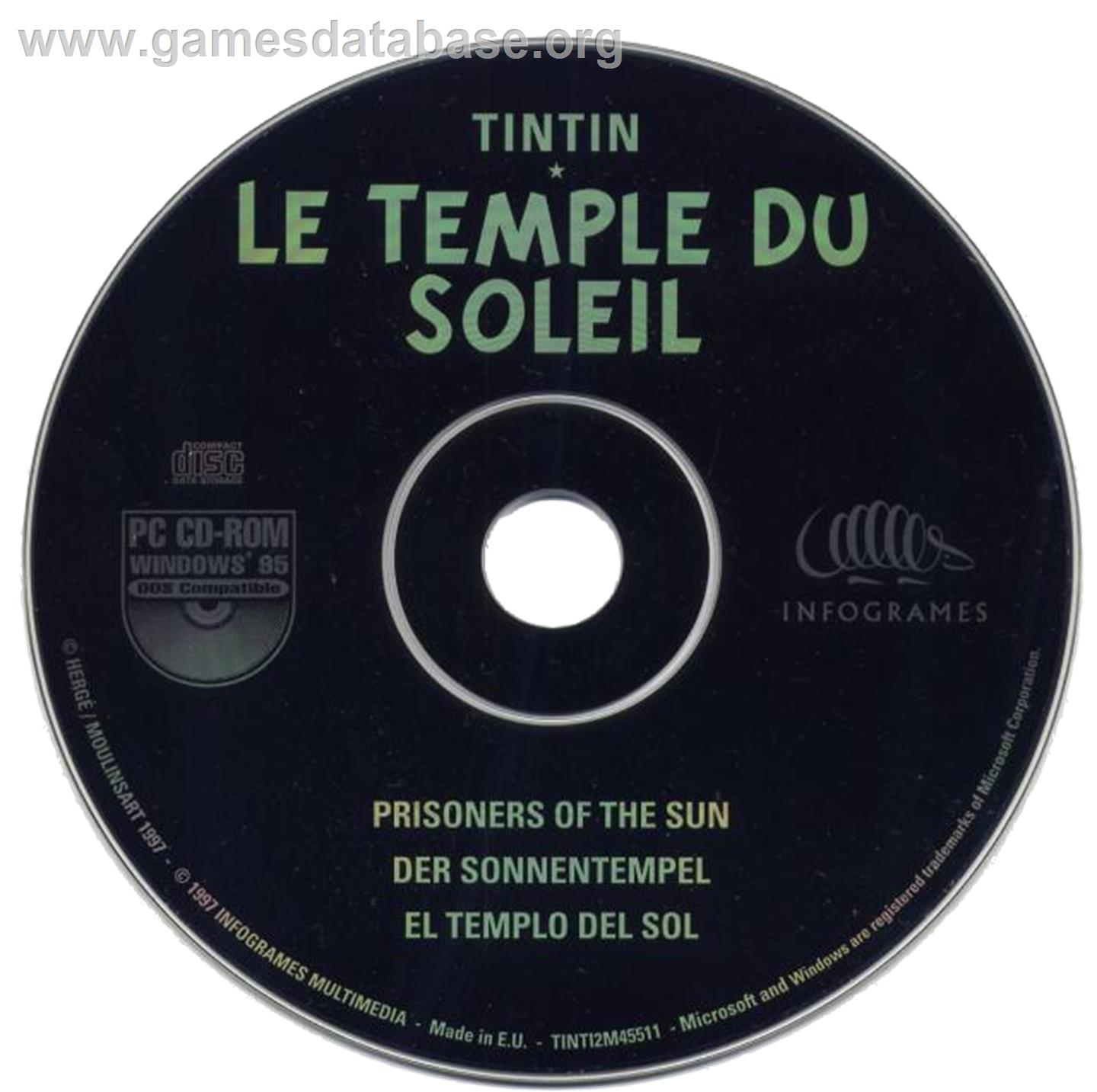 Adventures Of Tintin, The - Prisoners Of The Sun - Microsoft DOS - Artwork - Disc
