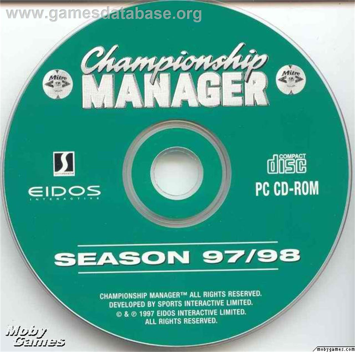 Championship Manager - Season 97/98 - Microsoft DOS - Artwork - Disc