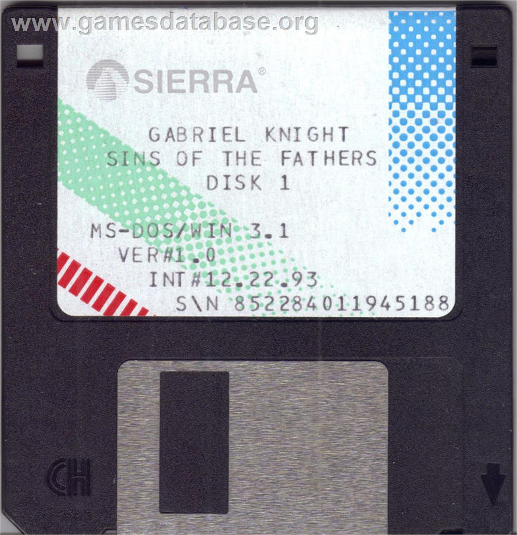 Gabriel Knight - Sins of the Fathers - Microsoft DOS - Artwork - Disc