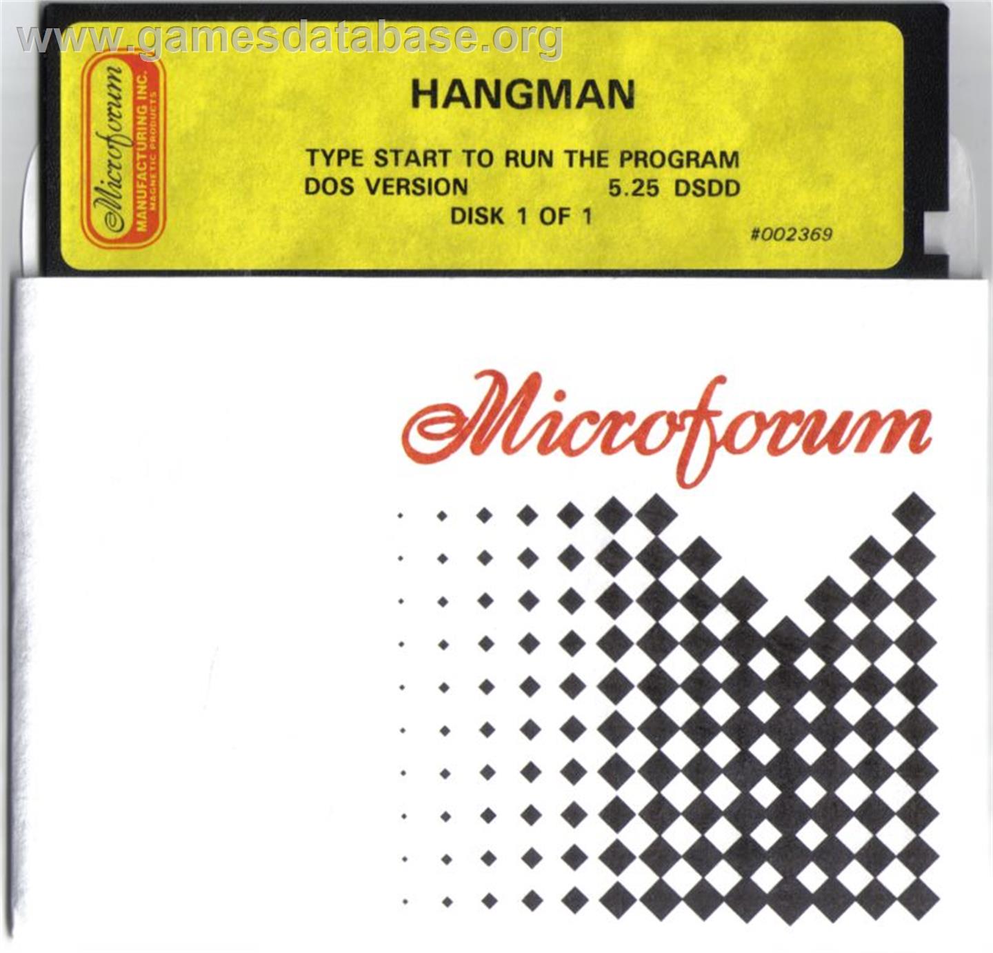 Hangman (Microforum) - Microsoft DOS - Artwork - Disc