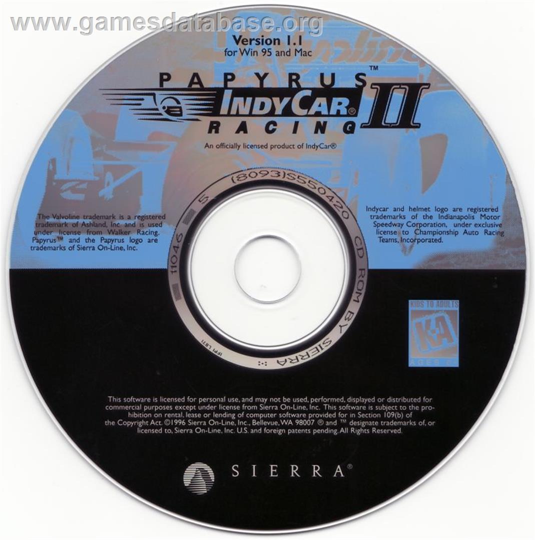 Indycar Racing 2 - Microsoft DOS - Artwork - Disc