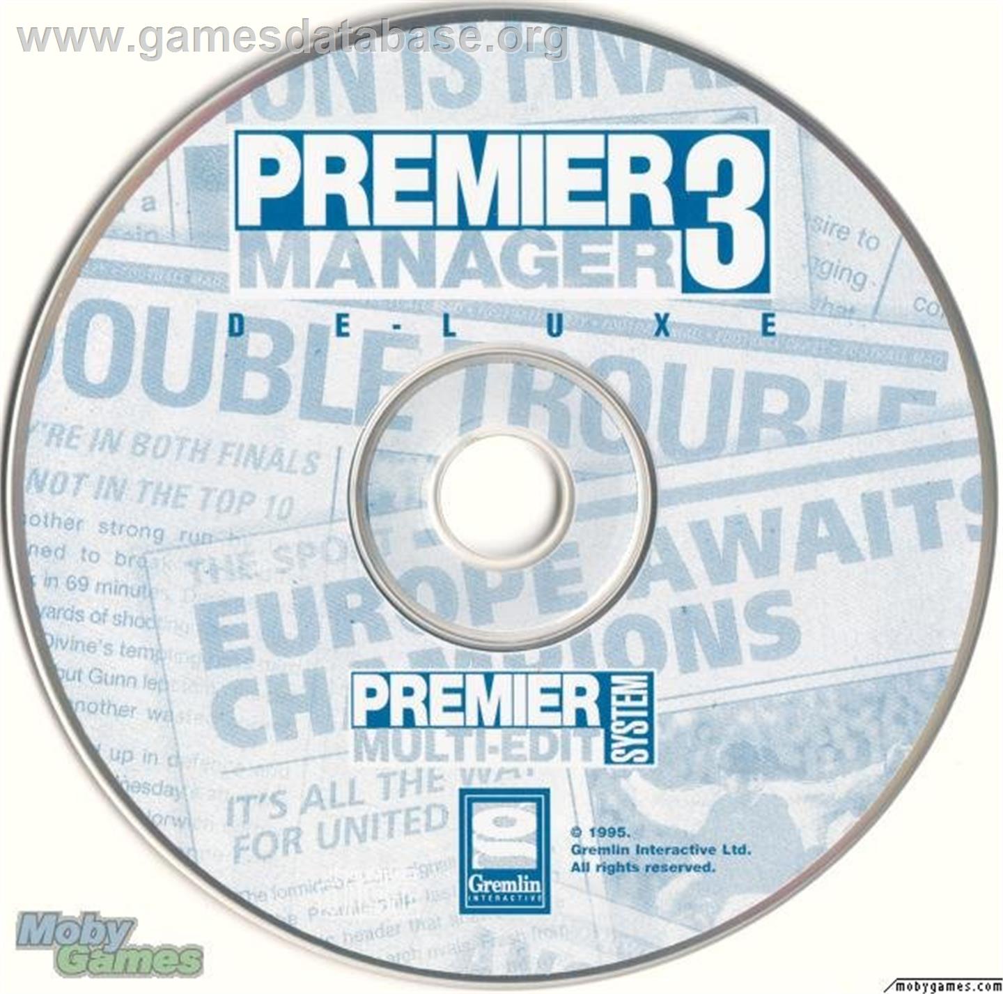 Premier Manager 3 De-Luxe - Microsoft DOS - Artwork - Disc