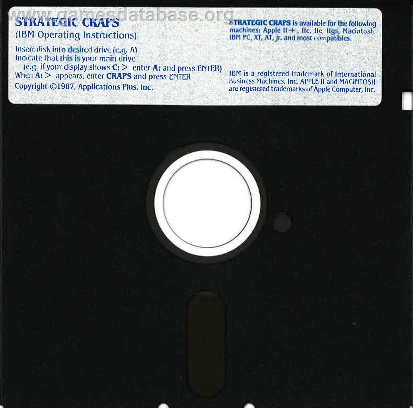 Strategic Craps - Microsoft DOS - Artwork - Disc