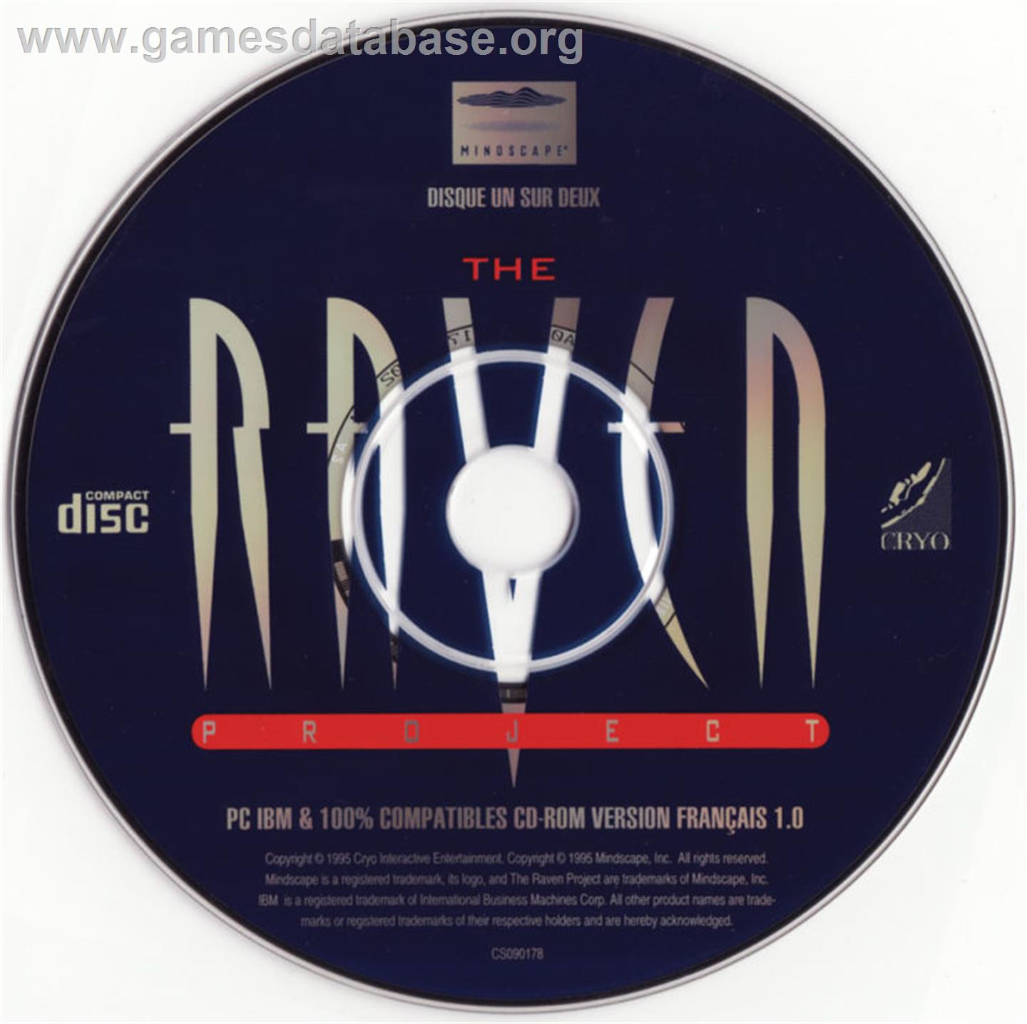 The Raven Project - Microsoft DOS - Artwork - Disc