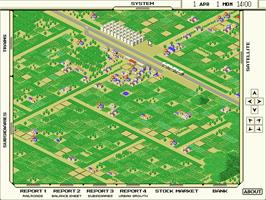 In game image of A-train on the Microsoft DOS.