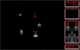 In game image of Silpheed on the Microsoft DOS.