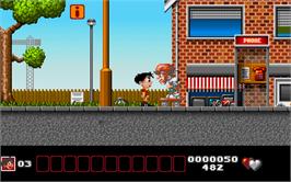 In game image of Soccer Kid on the Microsoft DOS.