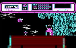 In game image of Starquake on the Microsoft DOS.