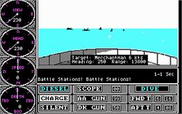 In game image of Sub Battle Simulator on the Microsoft DOS.