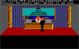 In game image of Zak McKracken and the Alien Mindbenders on the Microsoft DOS.