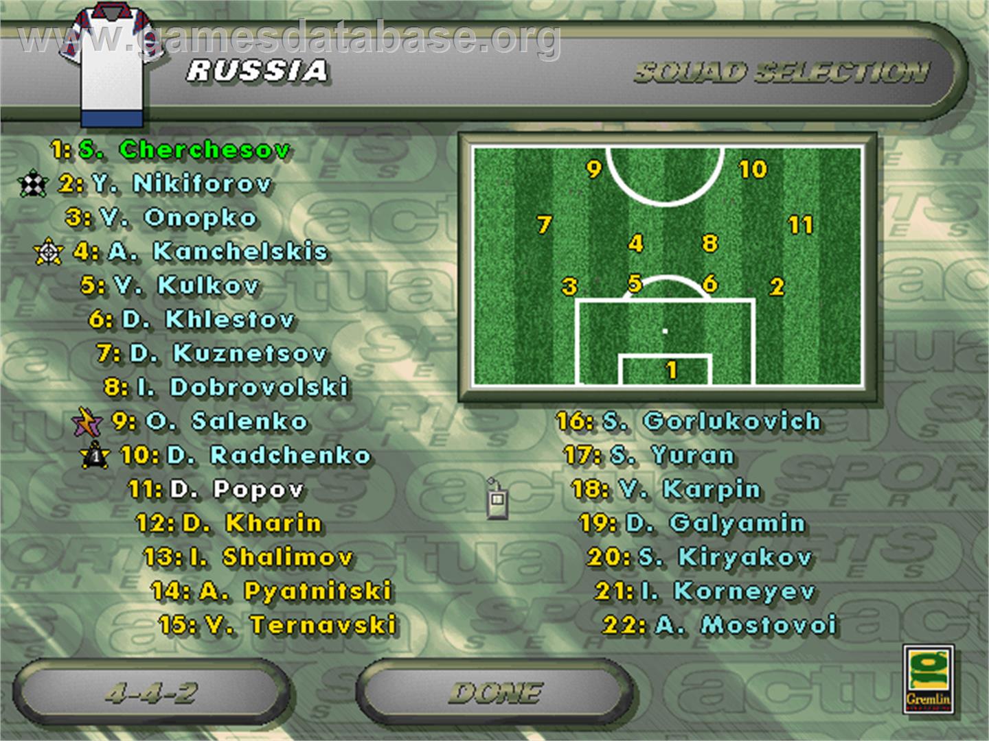 Actua Soccer - Microsoft DOS - Artwork - In Game