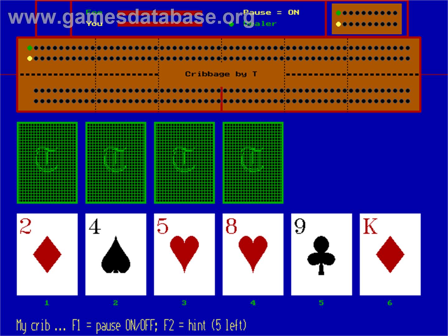 Cribbage (1982) - Microsoft DOS - Artwork - In Game