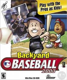 Box cover for Backyard Baseball 2003 on the Microsoft Windows.
