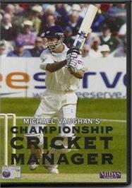 Box cover for Michael Vaughan's Championship Cricket Manager on the Microsoft Windows.