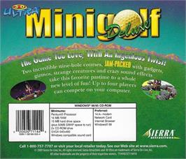 Box back cover for 3-D Ultra MiniGolf Deluxe on the Microsoft Windows.