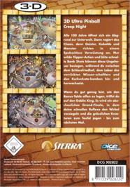 Box back cover for 3-D Ultra Pinball - Creep Night on the Microsoft Windows.