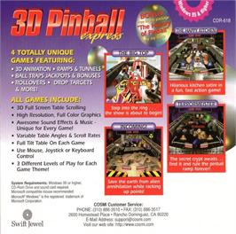 Box back cover for 3D Pinball Express on the Microsoft Windows.