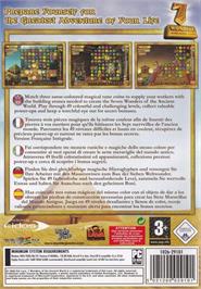 Box back cover for 7 Wonders of the Ancient World on the Microsoft Windows.