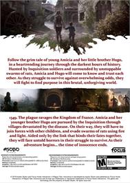 Box back cover for A Plague Tale - Innocence on the Microsoft Windows.