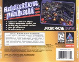 Box back cover for Addiction Pinball on the Microsoft Windows.