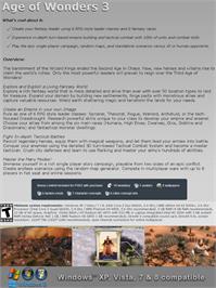 Box back cover for Age of Wonders 3 on the Microsoft Windows.