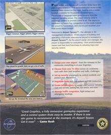 Box back cover for Airport Tycoon on the Microsoft Windows.