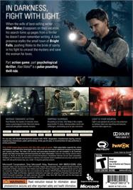 Box back cover for Alan Wake on the Microsoft Windows.