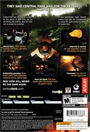Box back cover for Alone in the Dark on the Microsoft Windows.