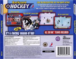 Box back cover for Backyard Hockey on the Microsoft Windows.