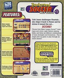 Box back cover for Backyard Soccer MLS Edition on the Microsoft Windows.