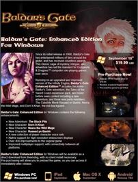Box back cover for Baldur's Gate - Enhanced Edition on the Microsoft Windows.