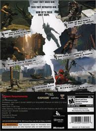 Box back cover for Bionic Commando (2009) on the Microsoft Windows.